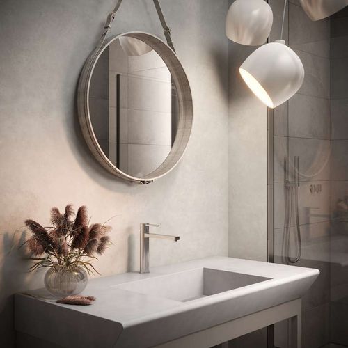 Lavabo da appoggio - Tartaruga Design Inc - in calcestruzzo / con miscelatore / rettangolare