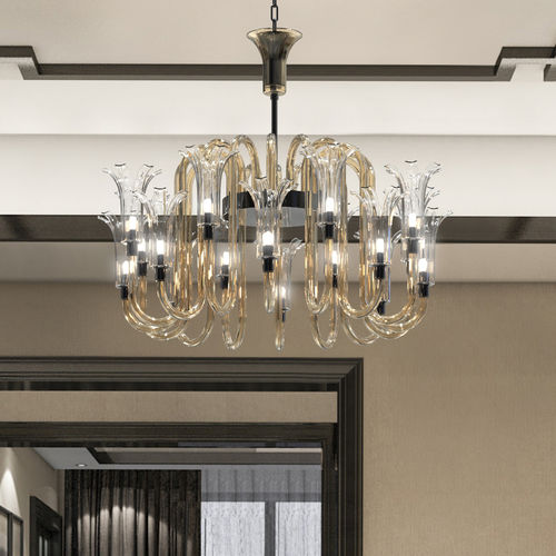 Lampadario contemporaneo - MICHELANGELO   - PIUMATI - in vetro di Murano / in vetro soffiato / da 12 lampadine