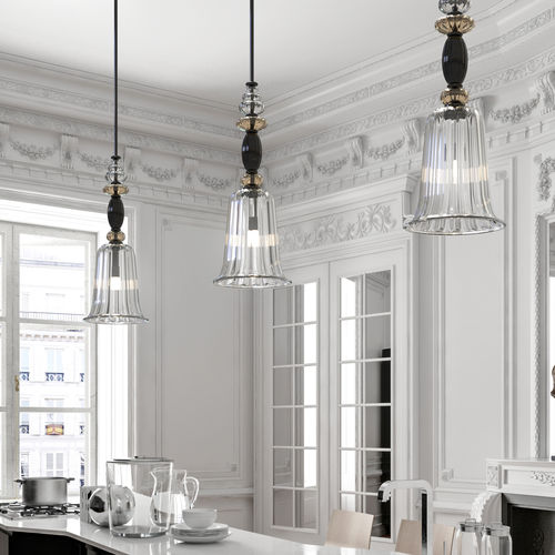 Lampada a sospensione - QUERINI  - PIUMATI - in metallo / in vetro soffiato / in vetro di Murano