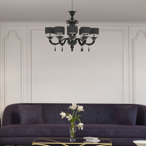 Lampadario contemporaneo - DONATELLO  - PIUMATI - in vetro di Murano / in vetro soffiato / in vetro fumè