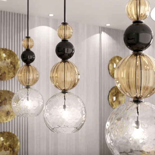 Lampada a sospensione - CARUSO  - PIUMATI - in metallo / in vetro soffiato / in vetro di Murano