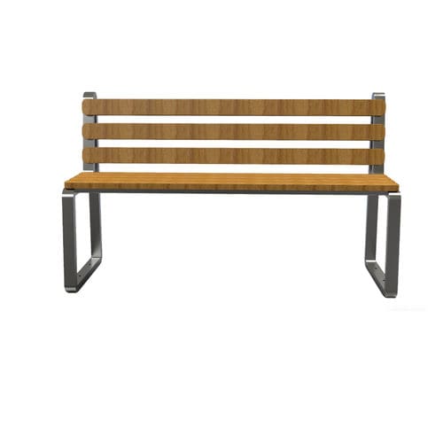 Panca per spazi pubblici design minimalista - KAVASS - IKAVASS - in acciaio inossidabile / in legno / con schienale
