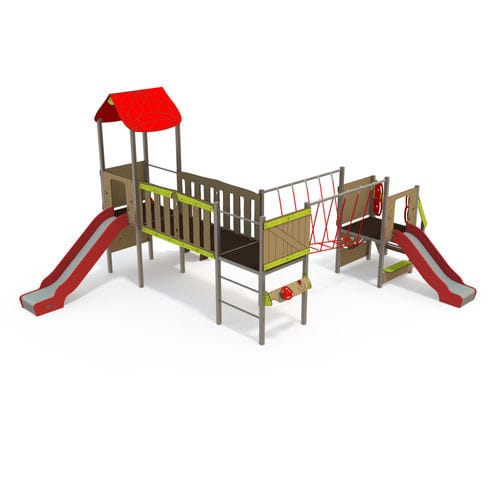 Struttura ludica per parco giochi - SY 12-3003-S11 - QUALI-Cité - in alluminio / in corda / in HPL