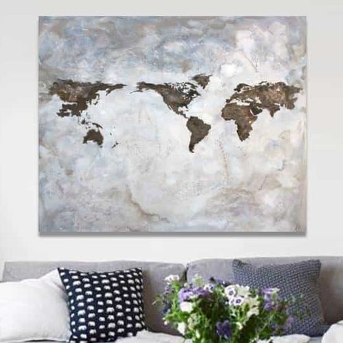 Quadro acrilico - MAPA MUNDI MARRON - OHORIGINAL BUSINESS SL - misto / dipinto a mano / con motivo a mappa