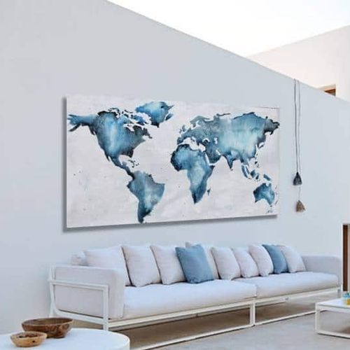 Quadro acrilico - MAPA MUNDI AZUL - OHORIGINAL BUSINESS SL - misto / dipinto a mano / con motivo a mappa
