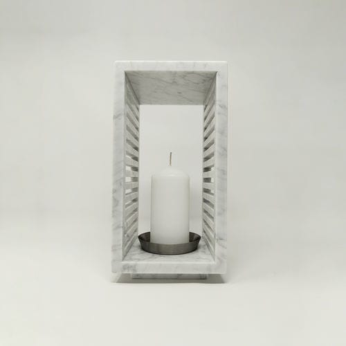 Lanterna contemporanea - LUXOR - CANDELA - MEDIUM - Pistore Marmi - in marmo / a incandescenza / quadrata