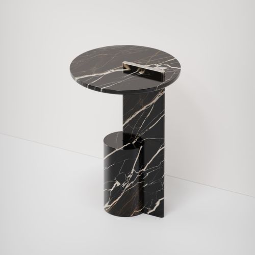 Tavolino contemporaneo - ON - Pistore Marmi - in metallo verniciato / in marmo / con supporto in marmo