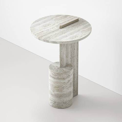 Tavolino contemporaneo - ON - Pistore Marmi - in metallo verniciato / in marmo / con supporto in marmo