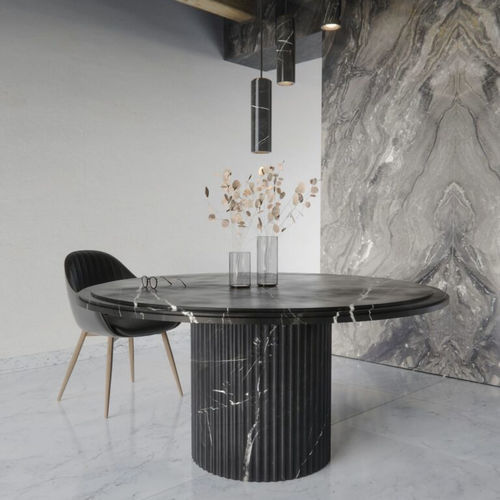 Tavolo da pranzo contemporaneo - AURA - Pistore Marmi - in marmo / con supporto in marmo / rotondo