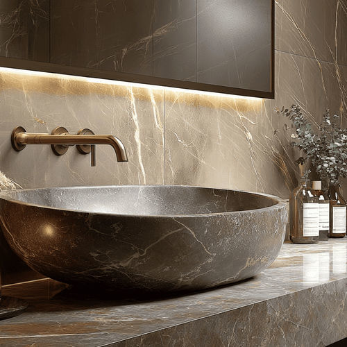 Lastra in pietra in marmo - AMANI BRONZE - Pistore Marmi - di protezione / per interni / per stanza da bagno
