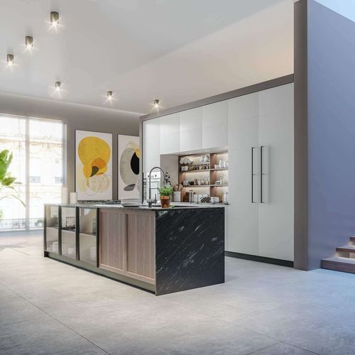 Cucina contemporanea - ESSENZA - CIESSE CUCINE SRL - in legno compensato / in pietra / con isola