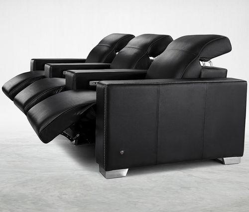 Poltrona per cinema in pelle - SÉNÉGAL - KARLSSON SEATING LTD. - per uso residenziale / nera / con poggiapiedi