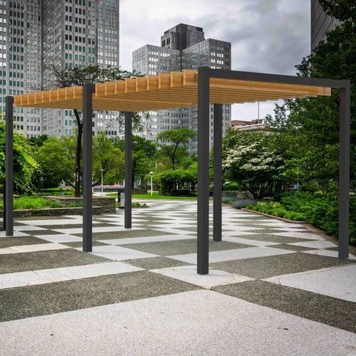 Pergola autoportante - PERG URBAN - Veco Urban Design - in alluminio / in acciaio inossidabile / a lamelle frangisole