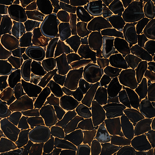 Lastra in pietra in quarzo - AGATE BLACK GOLD - Fiorantina Stone - per interni / per muro interno / levigata