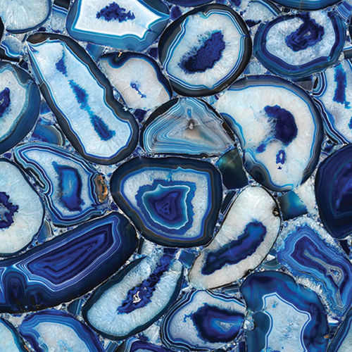 Lastra in pietra in quarzo - AGATE BLUE - Fiorantina Stone - per interni / levigata / blu