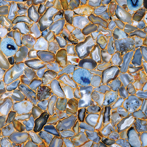 Lastra in pietra in quarzo - AGATE BLUE DIAMOND - Fiorantina Stone - per interni / levigata / grigia