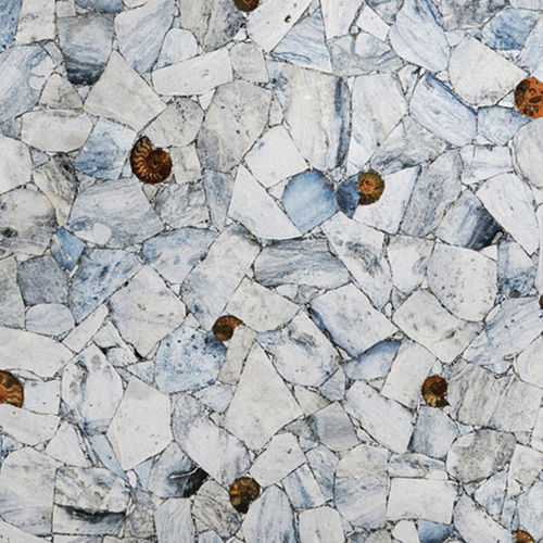 Lastra in pietra in quarzo - AGATE BLUE MOSS - Fiorantina Stone - per interni / levigata / bianca