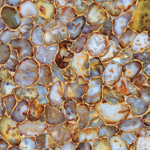 Lastra in pietra in quarzo - AGATE GOLD CARNELIAN - Fiorantina Stone - per interni / levigata / beige