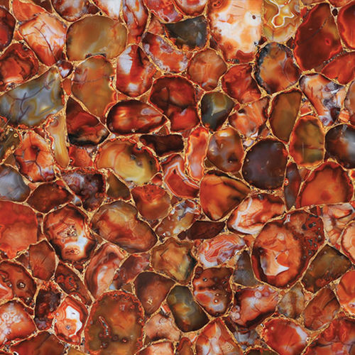 Lastra in pietra in quarzo - AGATE RED CEZANNE - Fiorantina Stone - per interni / levigata / rossa
