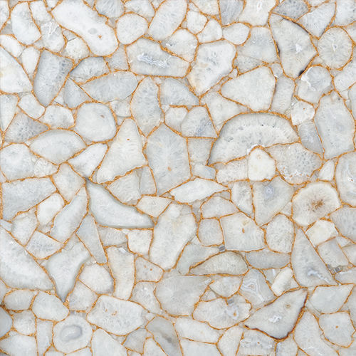 Lastra in pietra in quarzo - AGATE WHITE CRYSTAL - Fiorantina Stone - per interni / levigata / bianca
