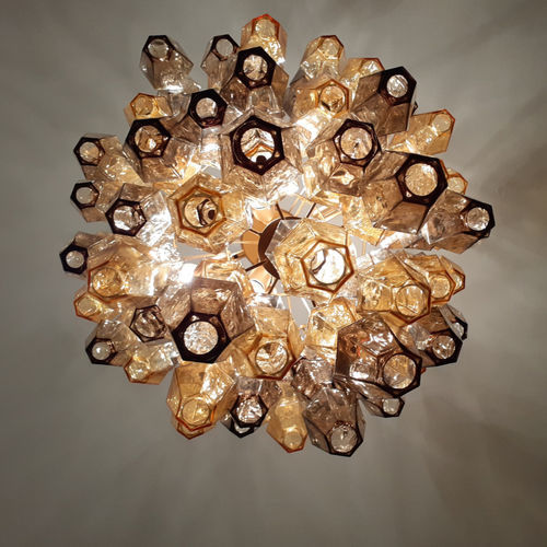 Lampadario contemporaneo - POLIEDRI - SimoEng SRLS - in vetro / in legno / 1 livello