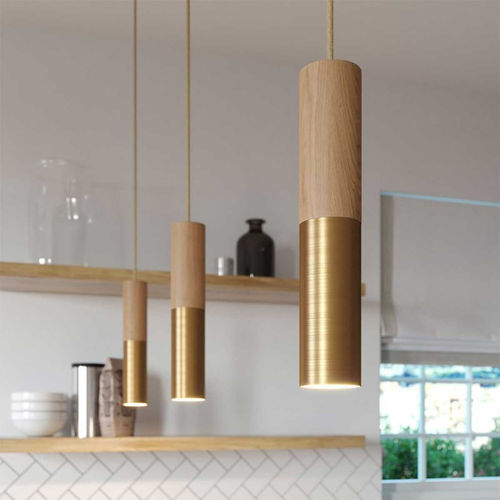 Lampada a sospensione - Woodspars - in legno / contemporanea / con cavo
