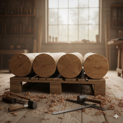 Pilastro in legno - MONOLITH - Woodspars - in rovere / massello / rotondo