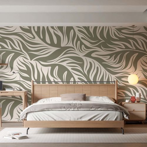 Carta da parati contemporanea - FEUILLAGE GRAPHIQUE - Kam et Leon - in tessuto non tessuto / in plastica / con motivi naturali