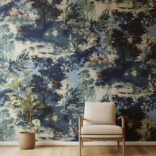 Carta da parati contemporanea - JARDIN D&rsquo;AZUR - Kam et Leon - in tessuto non tessuto / in vinile / con motivi naturali