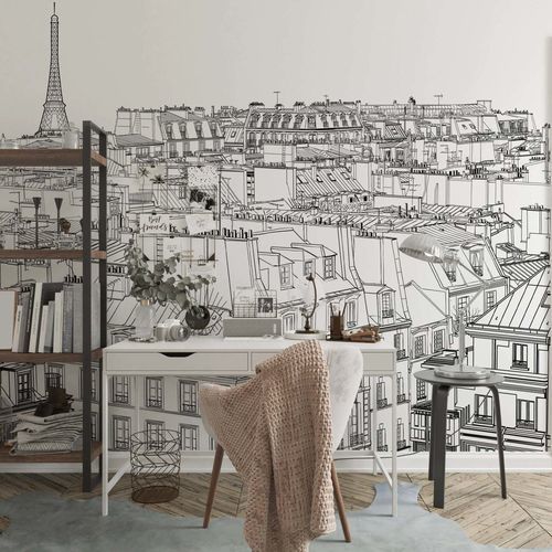 Carta da parati in stile - VUE SUR PARIS - Kam et Leon - in tessuto non tessuto / in vinile / in PVC