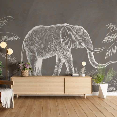 Carta da parati contemporanea - ÉLÉPHANT ROYAL - Kam et Leon - in cartone / in vinile / a righe