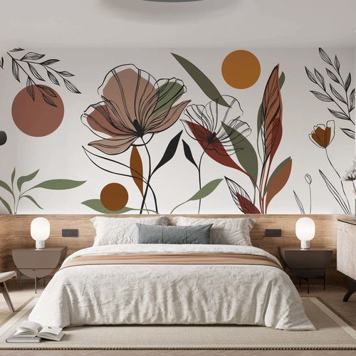 Carta da parati contemporanea - FLORAISON PO&Eacute;TIQUE - Kam et Leon - in tessuto non tessuto / in vinile / con motivi floreali