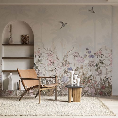 Carta da parati contemporanea - JARDIN PO&Eacute;TIQUE - Kam et Leon - in tessuto non tessuto / in vinile / con motivi floreali