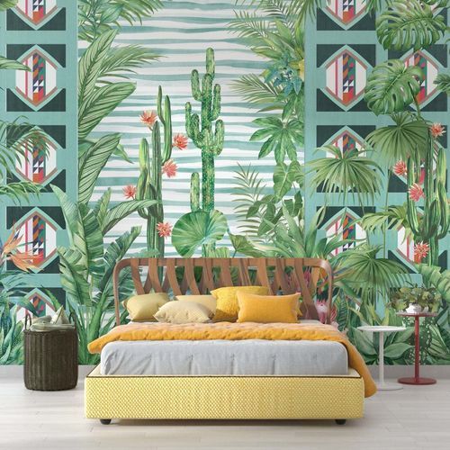 Carta da parati contemporanea - URBAN JUNGLE ÉVASION TROPICALE - Kam et Leon - in vinile / in PVC / con motivi naturali