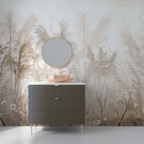 Carta da parati design minimalista - HERBES DE LA PAMPA - Kam et Leon - in tessuto non tessuto / in vinile / con motivi naturali