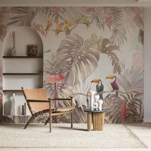 Carta da parati design biofilico - JUNGLE TROPICALE EXOTIQUE - Kam et Leon - in tessuto non tessuto / in vinile / con motivo con animali
