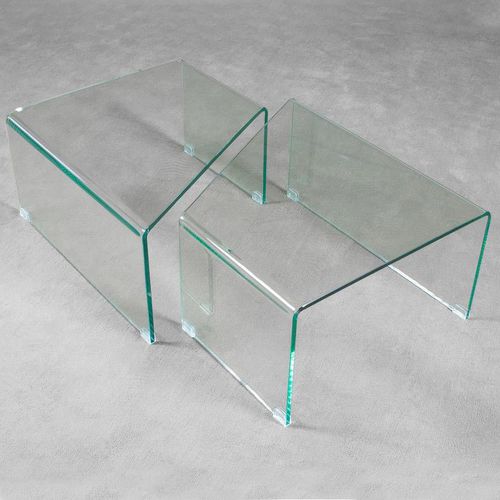 Tavolino basso contemporaneo - Mercury - Itamoby - in vetro curvato / con supporto in vetro / rettangolare
