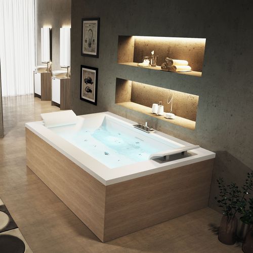 Vasca da bagno per ambiente abitativo - SENSE DUAL - NOVELLINI - in legno / in acrilico / contemporanea