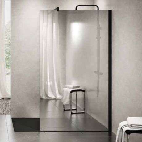 Parete doccia fissa - KUADRA H MIRROR - NOVELLINI - d'angolo / in vetro temprato / professionale