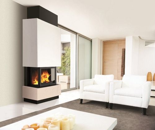 Stufa a legna - TRIPTIC - BRISACH SAS - a 3 facce / contemporanea / in metallo