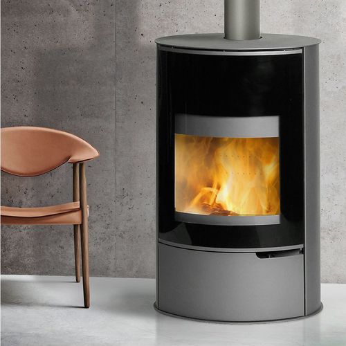 Stufa a legna - LARY  - Cheminées de Chazelles - 8 kW / contemporanea / in acciaio