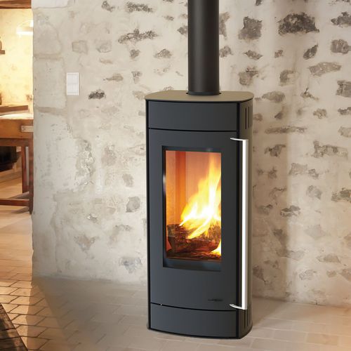 Stufa a legna - LERS  - Cheminées de Chazelles - 6 kW / contemporanea / in acciaio