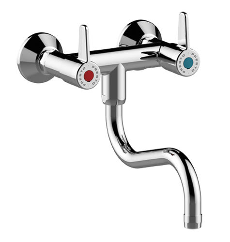 Miscelatore doppio comando da parete - 70842 - PRESTO - in ottone cromato / da cucina / 2 fori
