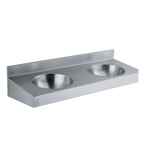 Lavabo sospeso - 71024 - PRESTO - in acciaio inossidabile / con piano integrato / doppio