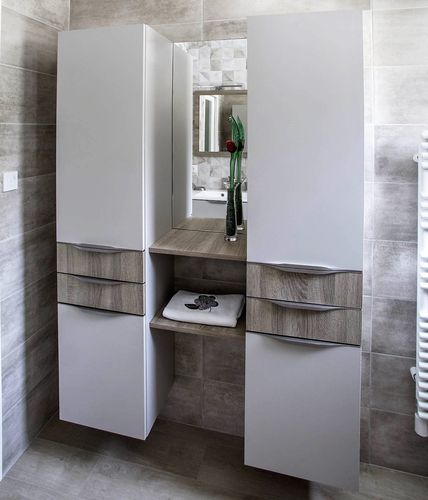 Mobile da bagno contemporaneo - FUTURA : CACHEMIRE BARDOLINO GRIS - PYRAM INDUSTRIES - per uso residenziale / in rovere / in melaminico