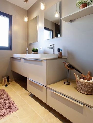 Mobile lavabo doppio - TEQUILA : BEIGE CAPPUCCINO - PYRAM INDUSTRIES - sospeso / in melaminico / contemporaneo