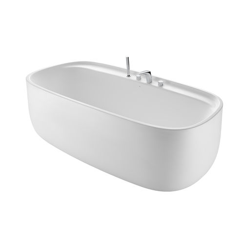 Vasca da bagno ovale - BEYOND SURFEX®  - ROCA - ad isola / ghisa minerale / bianca