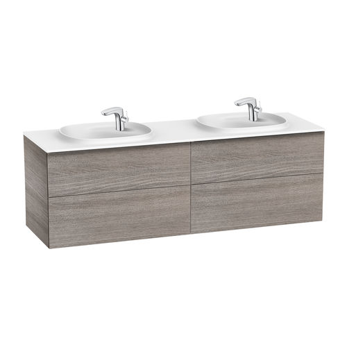 Mobile lavabo doppio - BEYOND - ROCA - sospeso / in agglomerato / contemporaneo