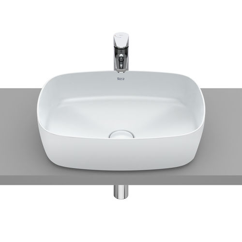 Lavabo da appoggio - INSPIRA SOFT  - ROCA - in porcellana / rettangolare / contemporaneo