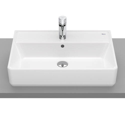 Lavabo da appoggio - THE GAP SQUARE  - ROCA - in porcellana / rettangolare / contemporaneo